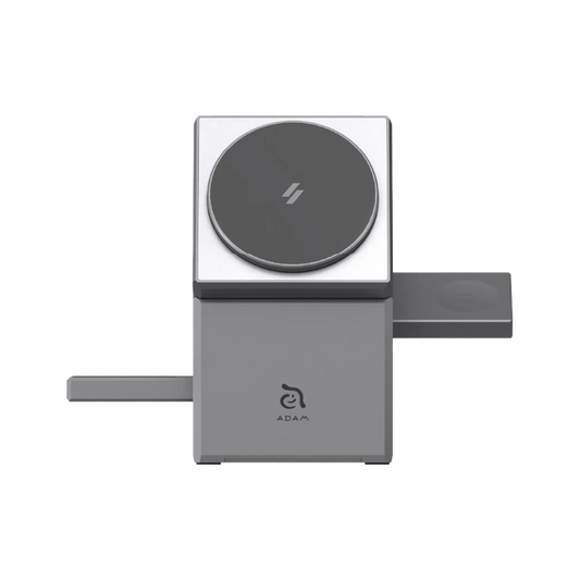 BASE DE CARGA ADAM ELEMENTS QUBE Qi2 MAGSAFE 3 EN 1 SILVER