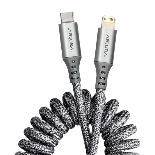 CHARGESYNC HELIX COILED USB C TO APPLE LIGHTNING CABLE 3FT