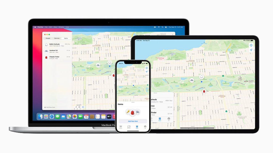 Dispositivos Apple muestran en su pantalla un mapa de la App Encontrar.