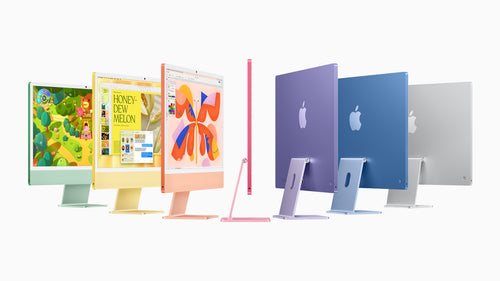 Modelos de diferentes colores de iMac con chip M4 de Apple 