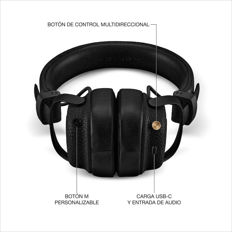 AUDIFONOS MARSHALL MILTON ANC ON EAR BLUETOOTH BLACK