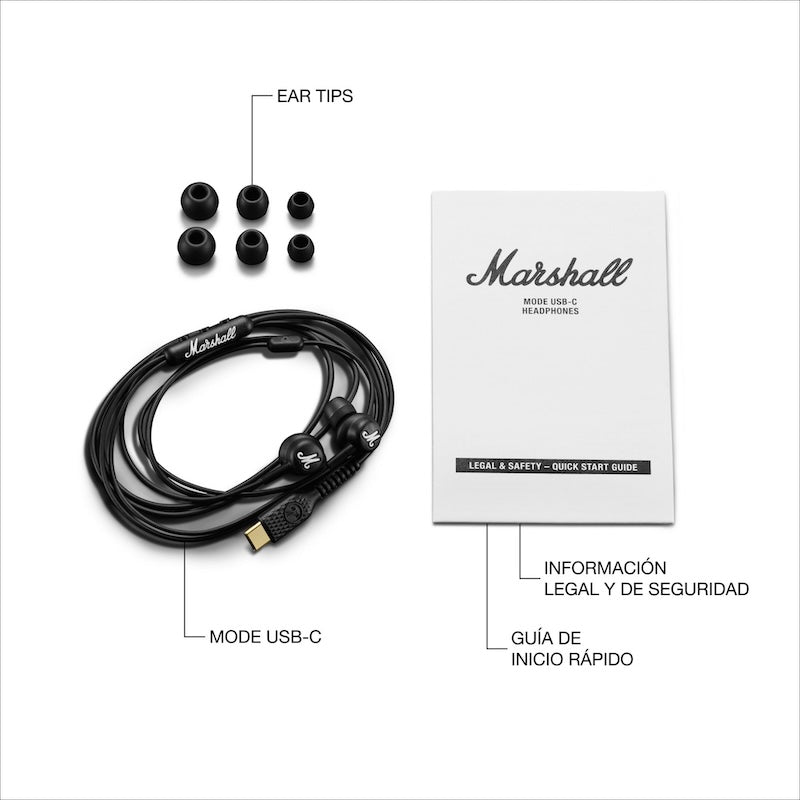 AUDIFONOS MARSHALL MODE USB-C IN EAR BLACK