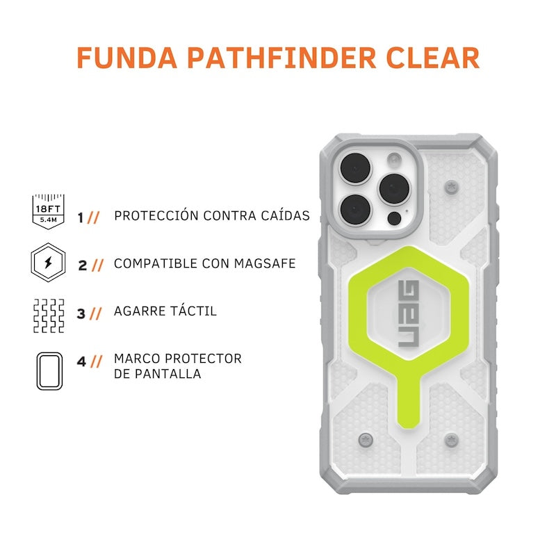 CASE UAG PATHFINDER CLEAR MAGSAFE IPHONE 16 PRO MAX  NEON