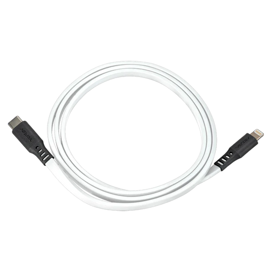 Cable Plano VENTEV USB-C a Lightning de 3Pies - Blanco/Negro