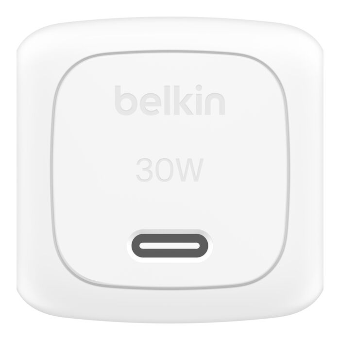 ADAPTADOR BELKIN DE PARED 30W GaN USB-C + CABLE USB-C WHITE