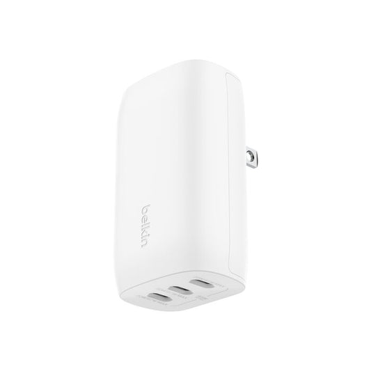 ADAPTADOR BELKIN DE PARED 67W 3 PUERTOS USB-C WHITE