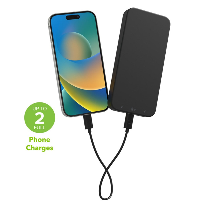 Batería 10,000mAh power boost puertos USB-C y USB-A - Negro