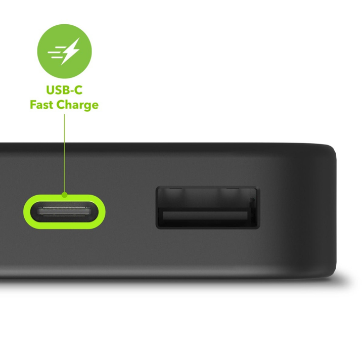 Batería 10,000mAh power boost puertos USB-C y USB-A - Negro