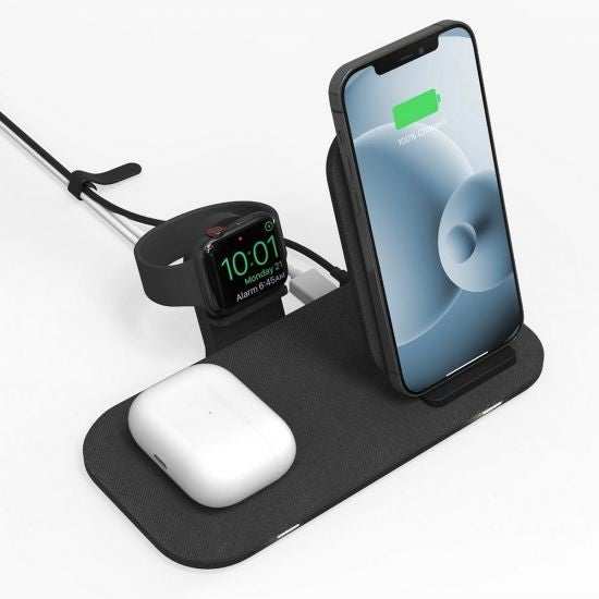 BASE CARGA INALÁMBRICA 2 EN 1  HASTA 15W  IPHONE, AIRPODS,  AW