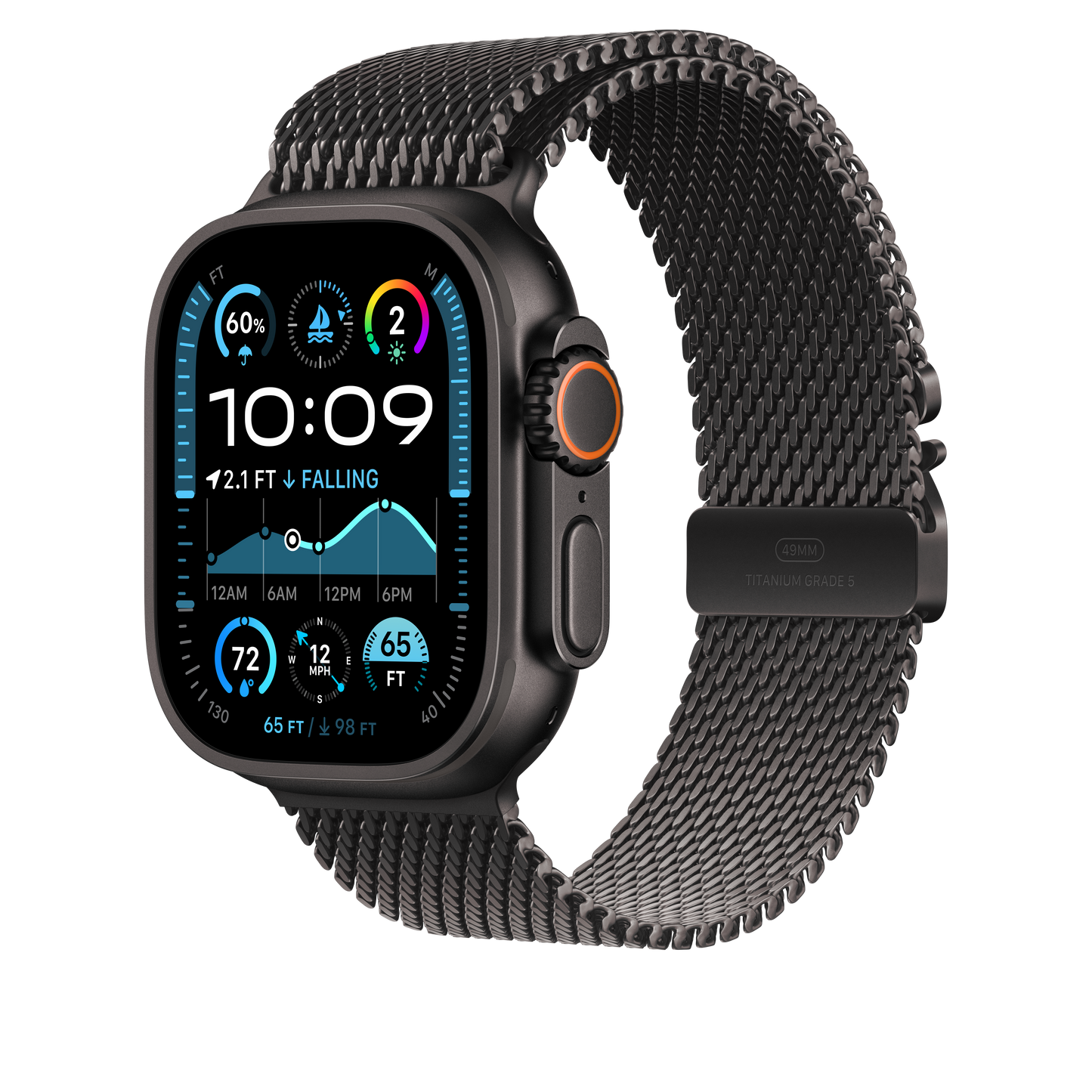 Correa estilo milanés de titanio negro para caja de 49 mm - Mediana