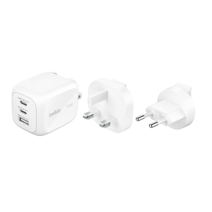 ADAPTADOR BELKIN DE PARED 70W USB-C 2 / USB-A