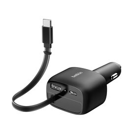 ADAPTADOR BELKIN PARA CARRO 75W 2 PUERTOS USB-A USB-C BLACK