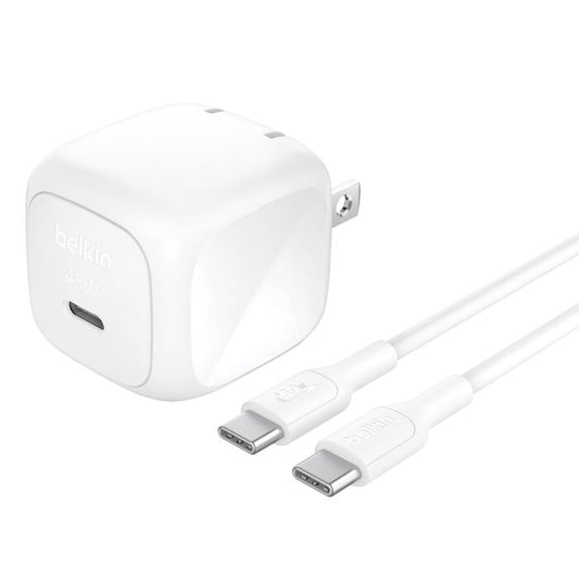 ADAPTADOR BELKIN DE PARED 45W USB-C + CABLE USB-C 60W WHITE