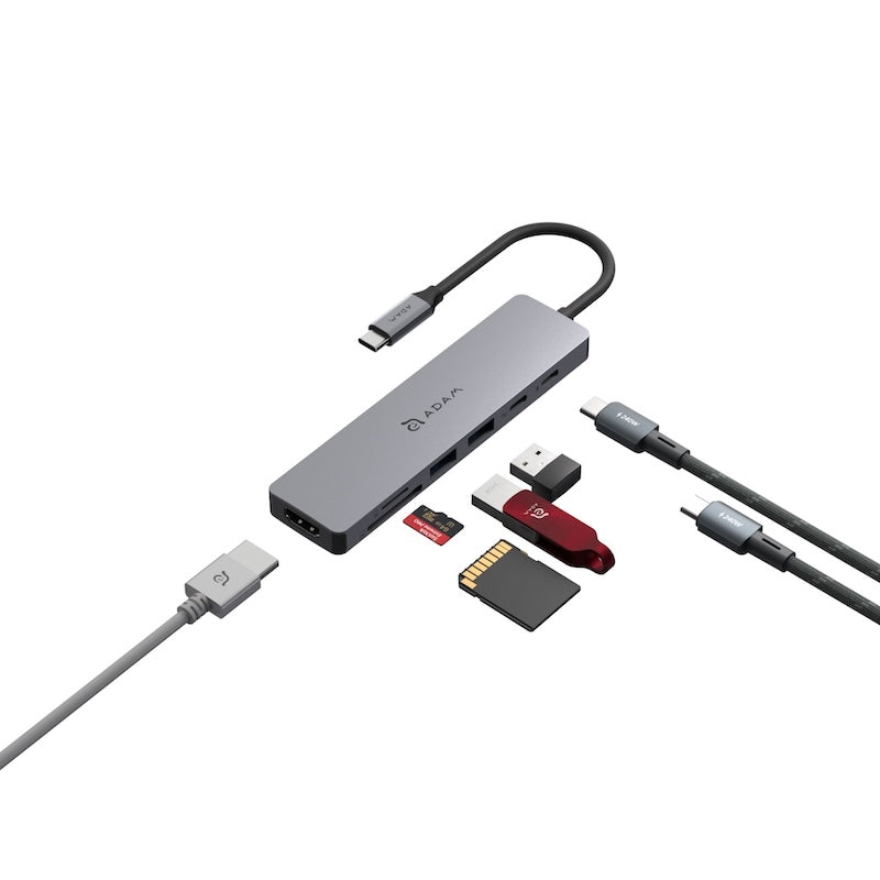 MULTIPUERTO ADAM ELEMENTS SE07 USB-C 7 EN 1 GREY