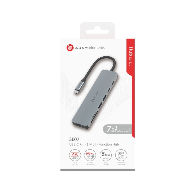 MULTIPUERTO ADAM ELEMENTS SE07 USB-C 7 EN 1 GREY