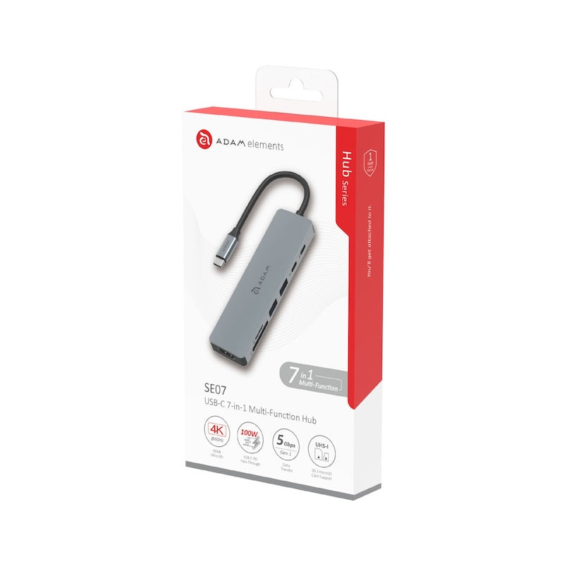 MULTIPUERTO ADAM ELEMENTS SE07 USB-C 7 EN 1 GREY