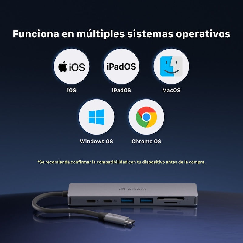 MULTIPUERTO ADAM ELEMENTS SE07 USB-C 7 EN 1 GREY