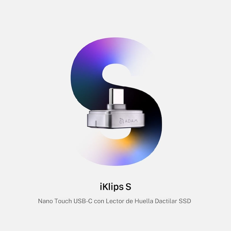 MEMORIA FLASH ADAM ELEMENTS ICLIPS SSD 256GB HUELLA USB-C GREY
