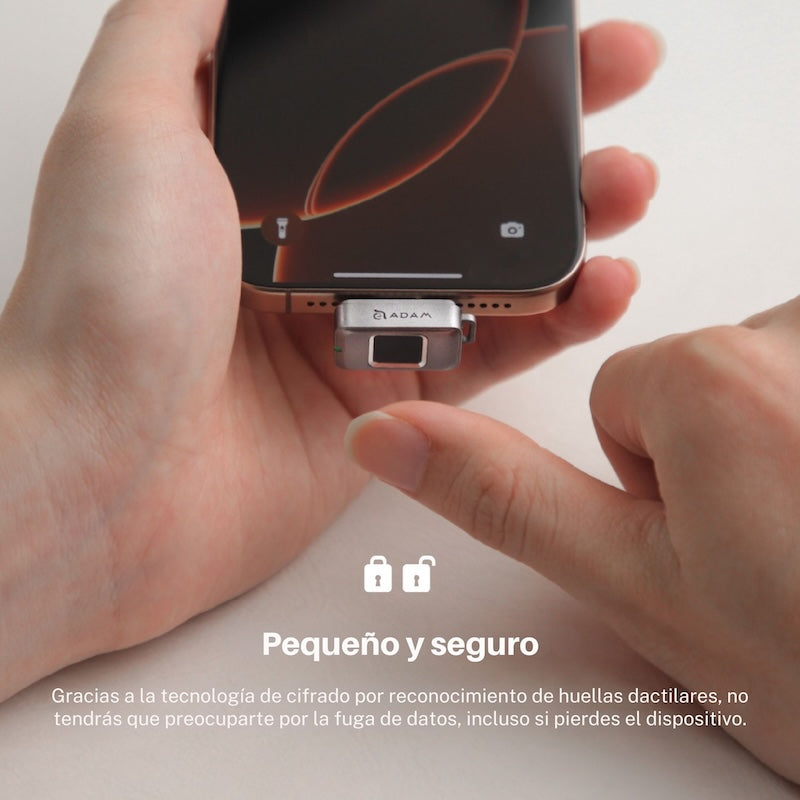 MEMORIA FLASH ADAM ELEMENTS ICLIPS SSD 256GB HUELLA USB-C GREY