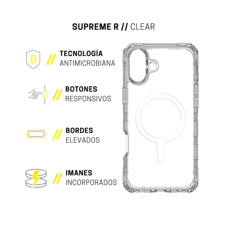 CASE ITSKINS SUPREME R CLEAR MAGSAFE IPHONE 16 PLUS TRANSPARENT