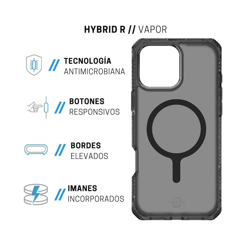 CASE ITSKINS HYBRID R VAPOR MAGSAFE IPHONE 16 PRO MAX SMOKE