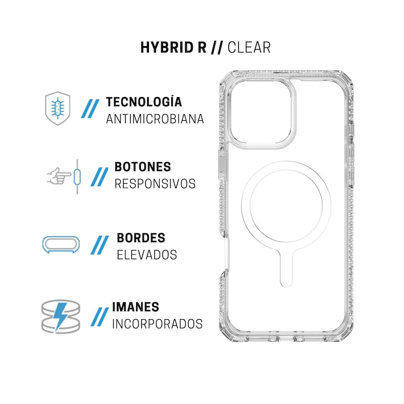 CASE ITSKINS HYBRID R CLEAR MAGSAFE IPHONE 16 PRO M TRANSPARENTE