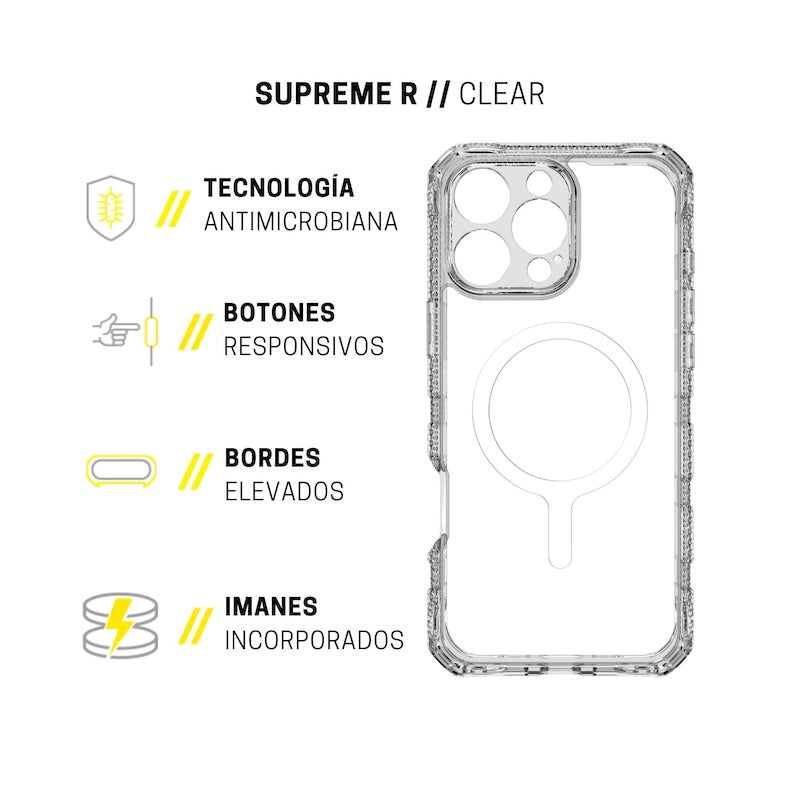 CASE ITSKINS SUPREME R CLEAR MAGSAFE IPHONE 16 PRO TRANSPARENT