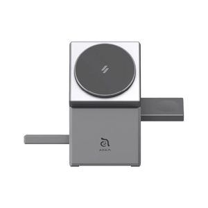 BASE DE CARGA ADAM ELEMENTS QUBE Qi2  MAGSAFE 3 EN 1 SILVER
