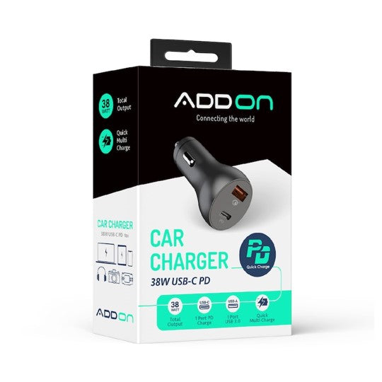 ADAPTADOR ADD ON PARA CARRO 38W USB-A/USB-C