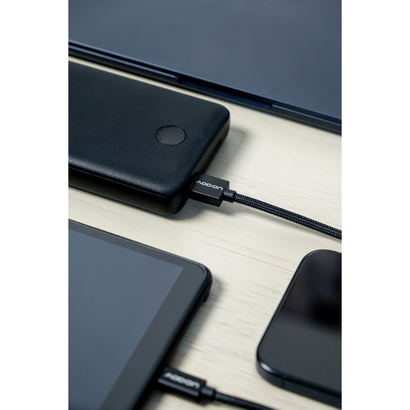 CABLE DE CARGA ADD ON USBA/USBC 2M - BLACK