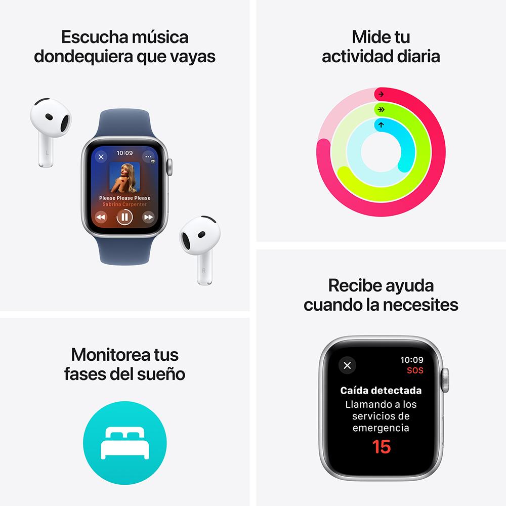 Apple Watch SE GPS • Caja de aluminio color medianoche de 40 mm • Correa deportiva color medianoche - S/M
