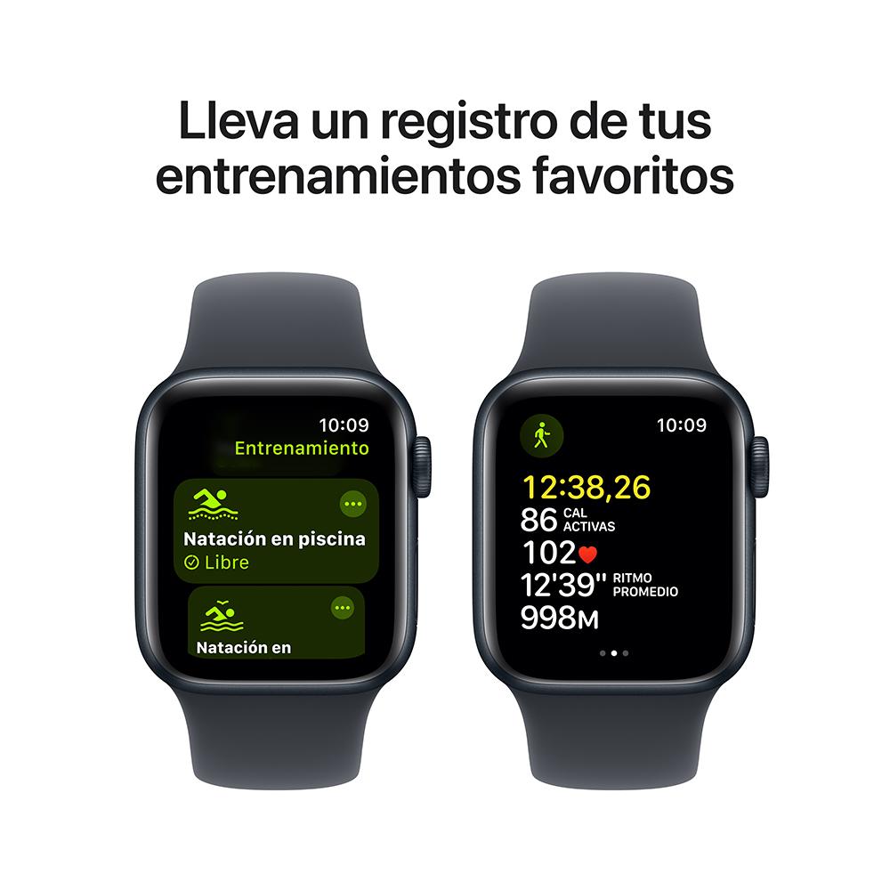 Apple Watch SE GPS • Caja de aluminio color medianoche de 40 mm • Correa deportiva color medianoche - S/M