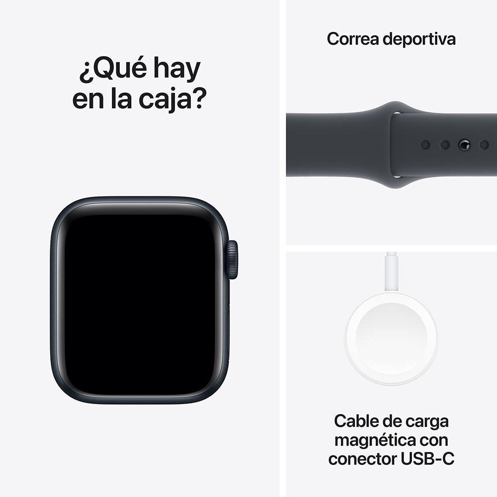 Apple Watch SE GPS • Caja de aluminio color medianoche de 40 mm • Correa deportiva color medianoche - S/M