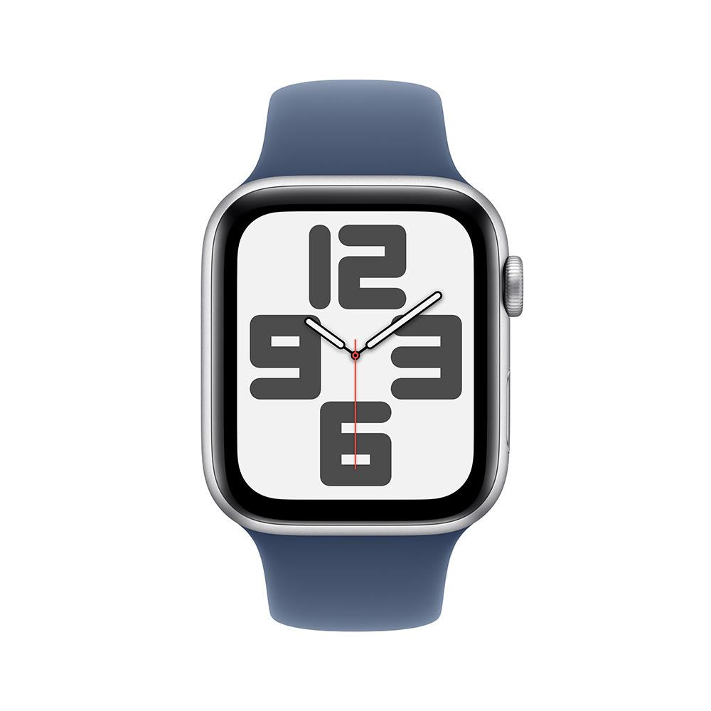Apple Watch SE GPS • Caja de aluminio color plata de 44 mm • Correa deportiva azul denim - S/M