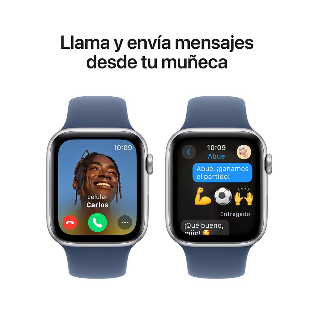 Apple Watch SE GPS • Caja de aluminio color plata de 44 mm • Correa deportiva azul denim - S/M