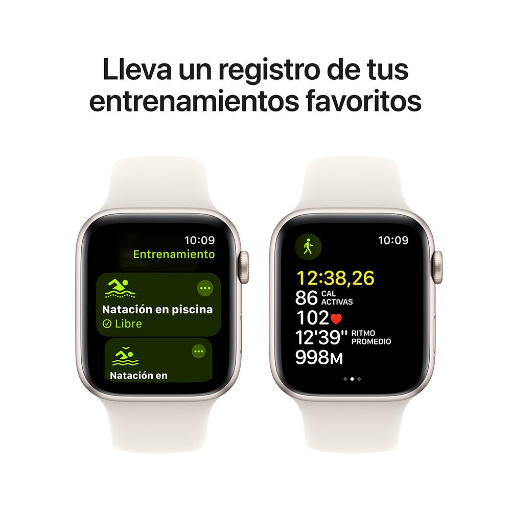 Apple Watch SE GPS • Caja de aluminio blanco estrella de 44 mm • Correa deportiva blanco estrella - M/L