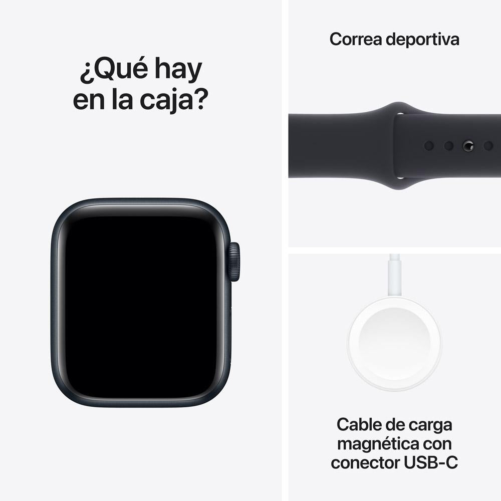 Apple Watch SE GPS • Caja de aluminio color medianoche de 40 mm • Correa deportiva color medianoche - S/M