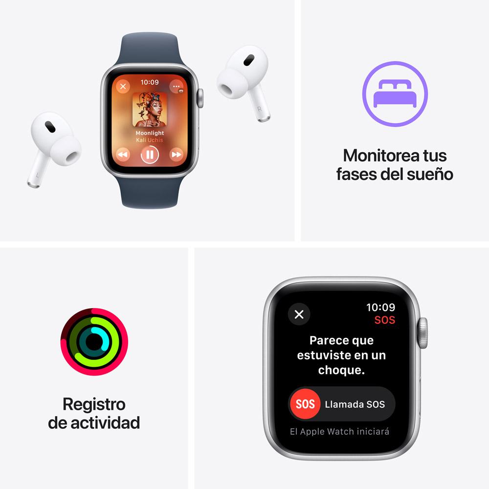 Apple Watch SE GPS • Caja de aluminio blanco estelar de 40 mm • Correa deportiva blanco estelar - M/L