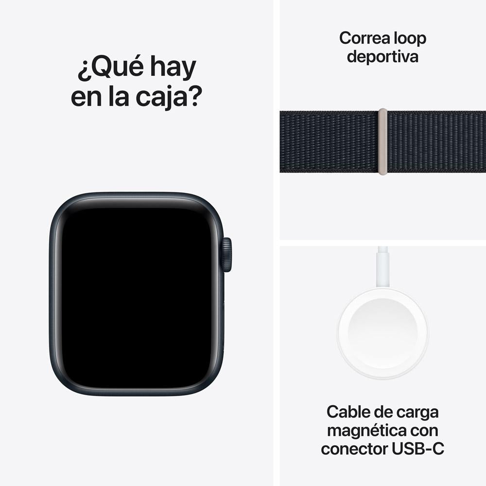 Apple Watch SE GPS • Caja de aluminio color medianoche de 44 mm • Correa deportiva color medianoche - S/M