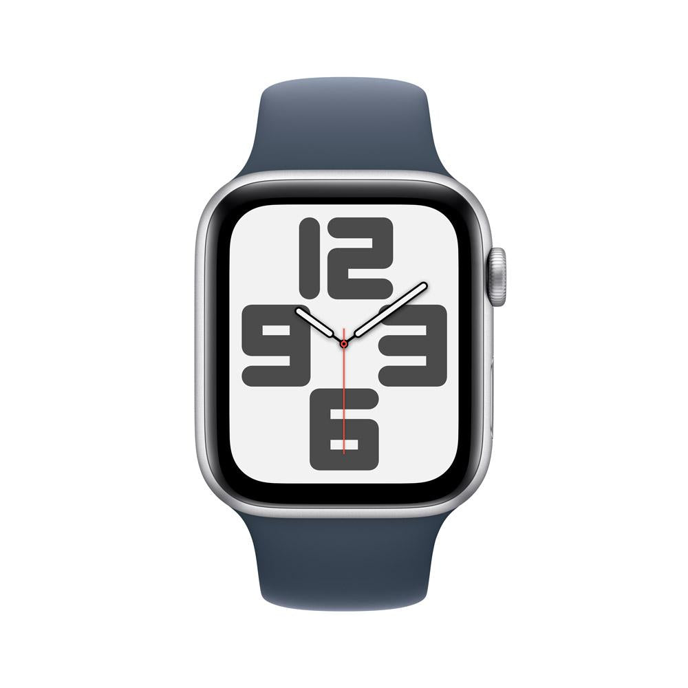 Apple Watch SE GPS • Caja de aluminio color plata de 44 mm • Correa deportiva azul tormenta - M/L