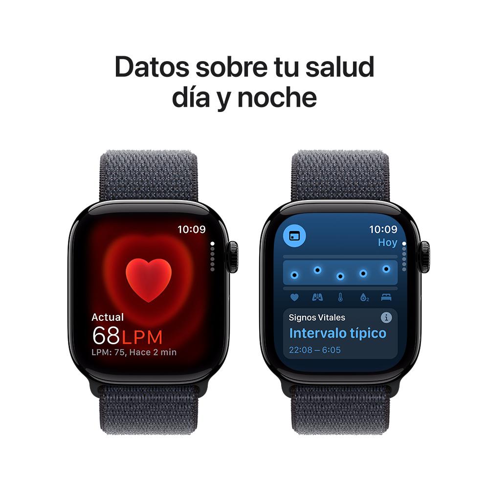 Apple Watch Series 10 GPS • Caja de aluminio negro azabache de 42 mm • Correa loop deportiva color tinta