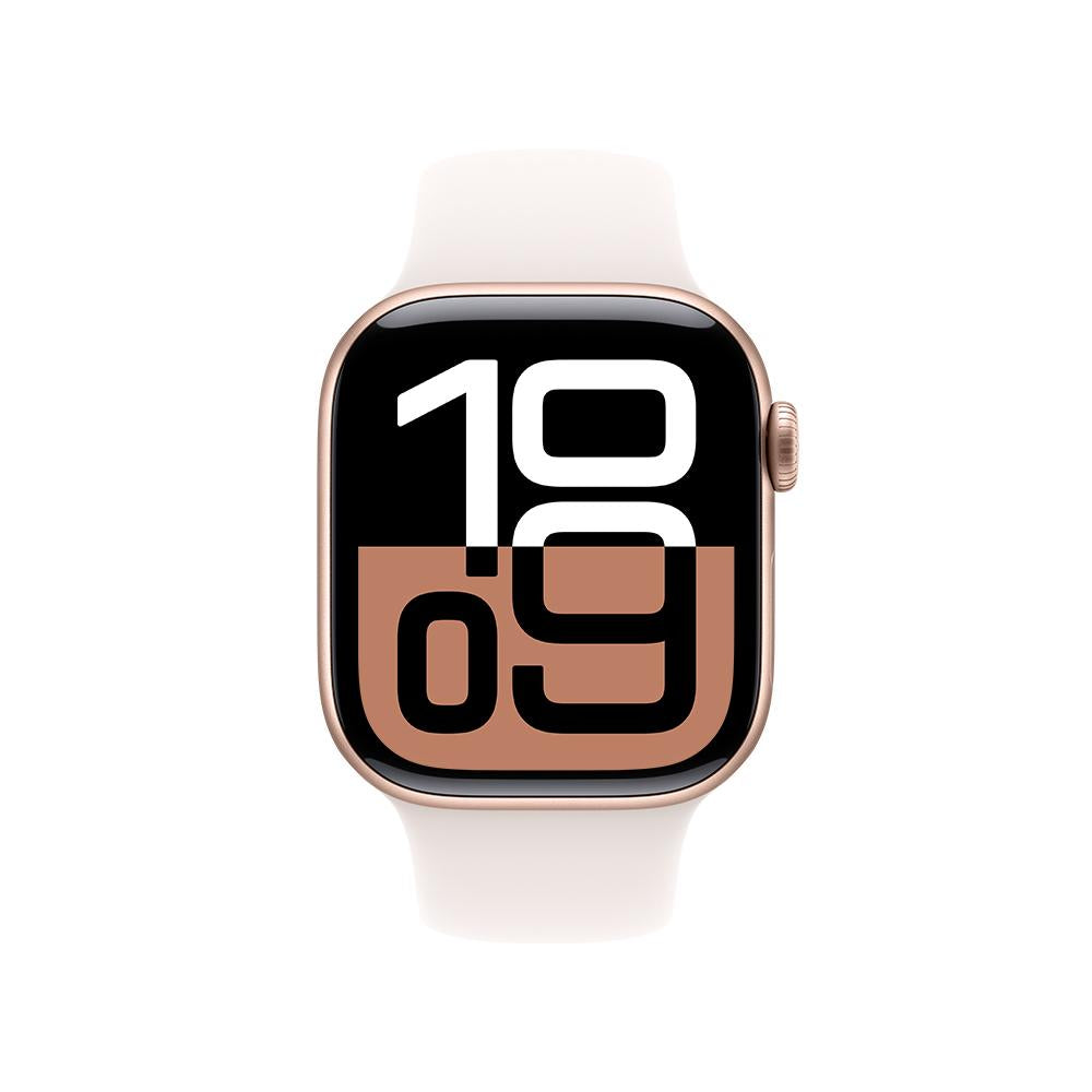 Apple Watch Series 10 GPS • Caja de aluminio color oro rosa de 42 mm • Correa deportiva rosa rubor - M/L
