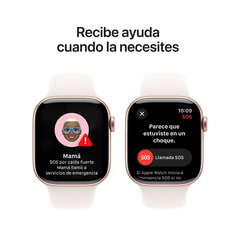 Apple Watch Series 10 GPS • Caja de aluminio color oro rosa de 42 mm • Correa deportiva rosa rubor - M/L