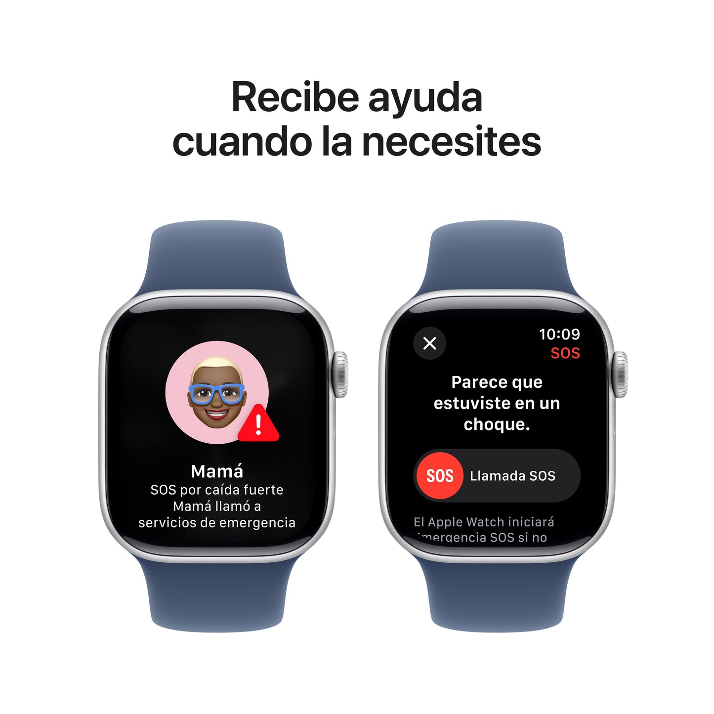 Apple Watch Series 10 GPS • Caja de aluminio color plata de 42 mm • Correa deportiva azul denim - S/M