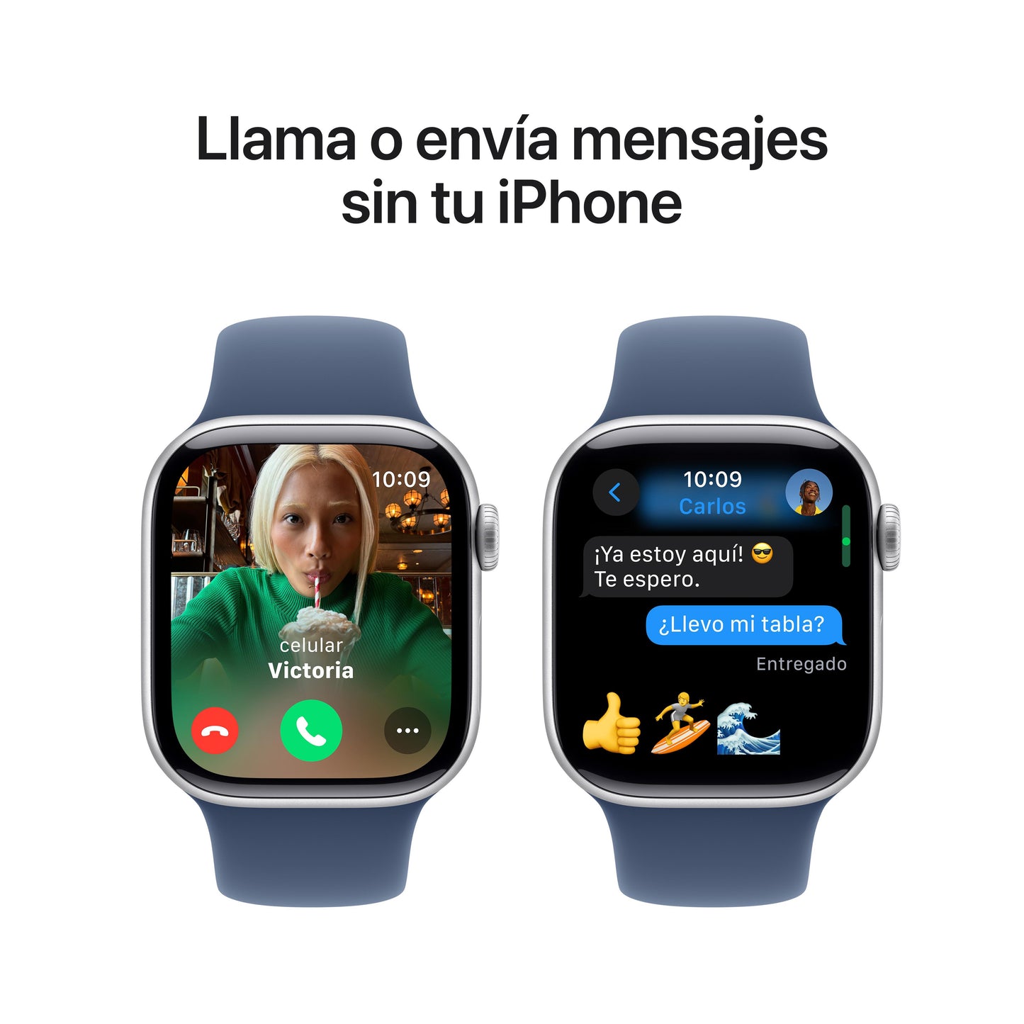 Apple Watch Series 10 GPS • Caja de aluminio color plata de 42 mm • Correa deportiva azul denim - S/M