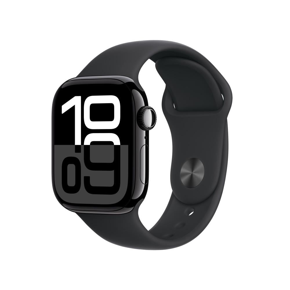 Apple Watch Series 10 GPS + Cellular • Caja de aluminio negro azabache de 42 mm • Correa deportiva negra - S/M