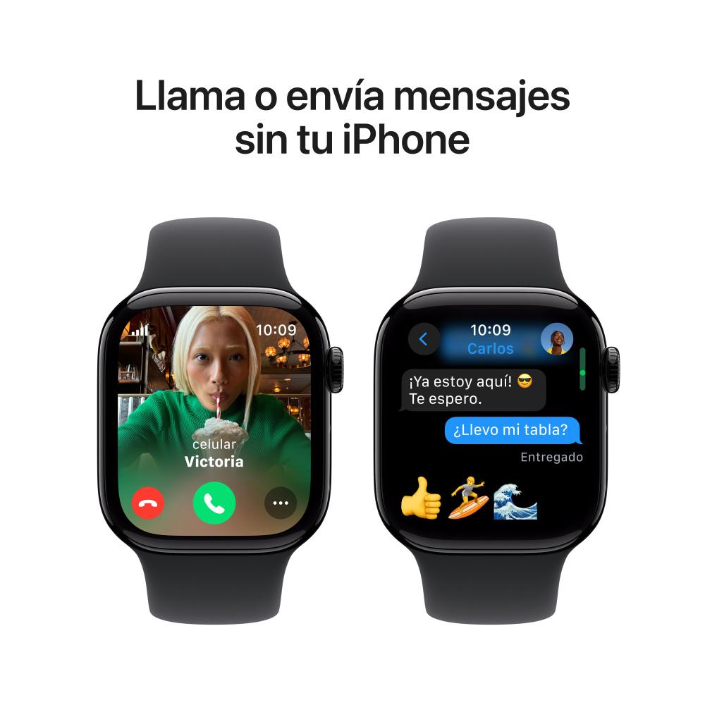 Apple Watch Series 10 GPS + Cellular • Caja de aluminio negro azabache de 42 mm • Correa deportiva negra - S/M