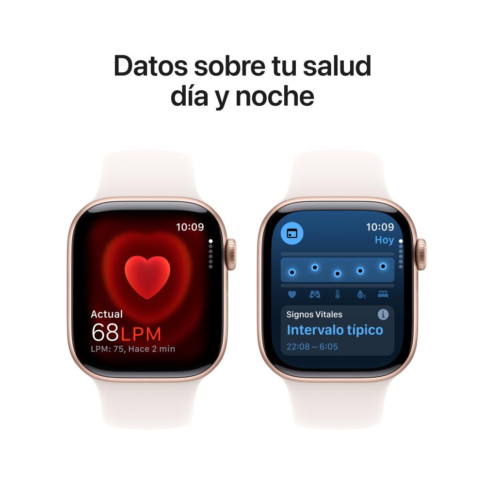 Apple Watch Series 10 GPS + Cellular • Caja de aluminio color oro rosa de 42 mm • Correa deportiva rosa rubor - S/M