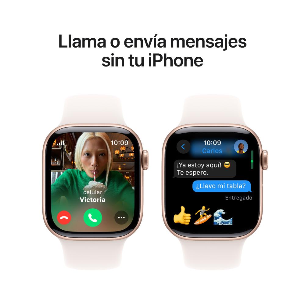 Apple Watch Series 10 GPS + Cellular • Caja de aluminio color oro rosa de 42 mm • Correa deportiva rosa rubor - S/M