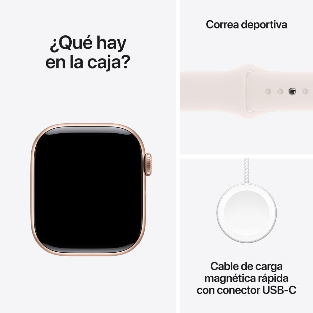 Apple Watch Series 10 GPS + Cellular • Caja de aluminio color oro rosa de 42 mm • Correa deportiva rosa rubor - S/M